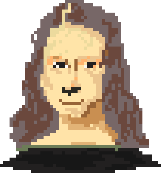 Pixelated Mona Lisa Portrait PNG image