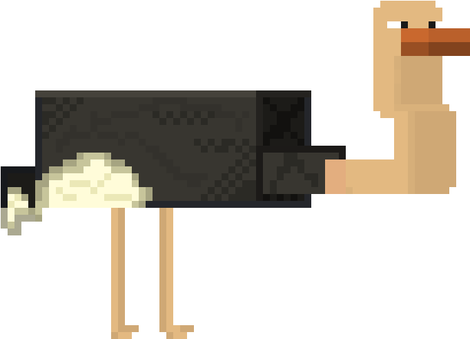 Pixelated Ostrich Cartoon PNG image