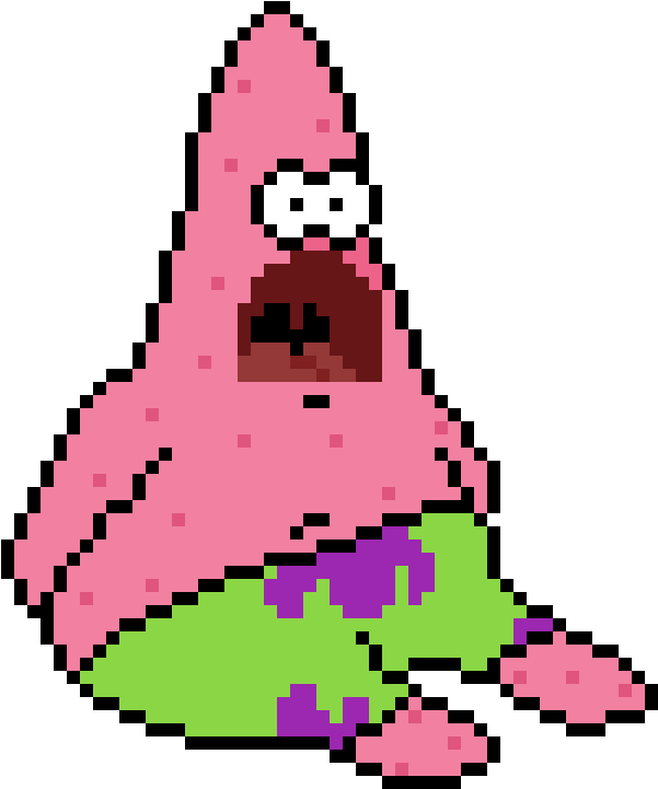 Pixelated Patrick Star Surprised PNG image