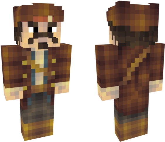 Pixelated Pirate Character Minecraft Style PNG image