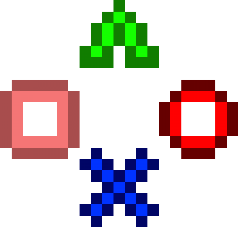 Pixelated Play Station Button Symbols PNG image