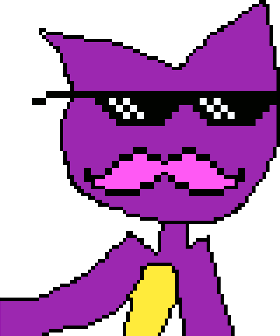 Pixelated Purple Cat Meme PNG image