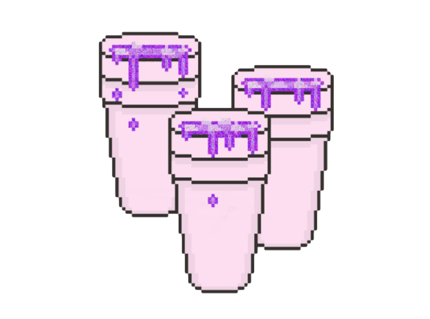 Pixelated Purple Drink Cups PNG image