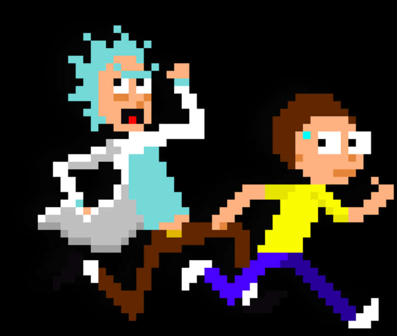 Pixelated Rickand Morty Adventure PNG image
