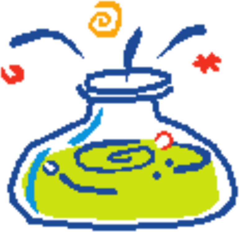 Pixelated Science Beaker Reaction PNG image