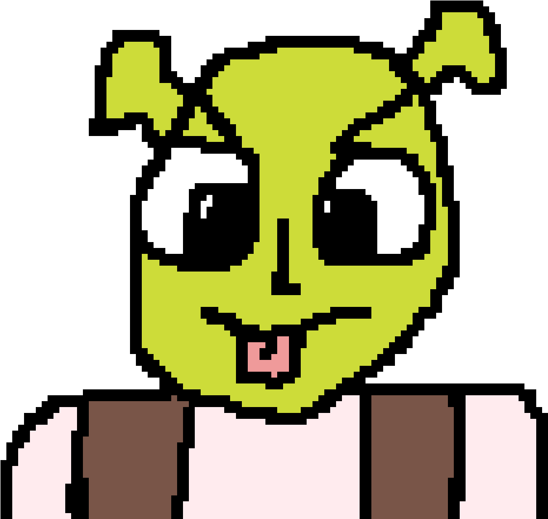 Pixelated Shrek Character PNG image