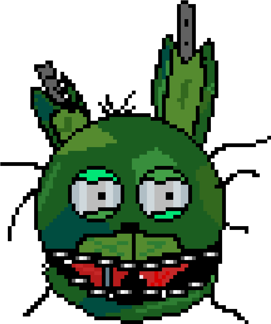 Pixelated Springtrap Head Art PNG image