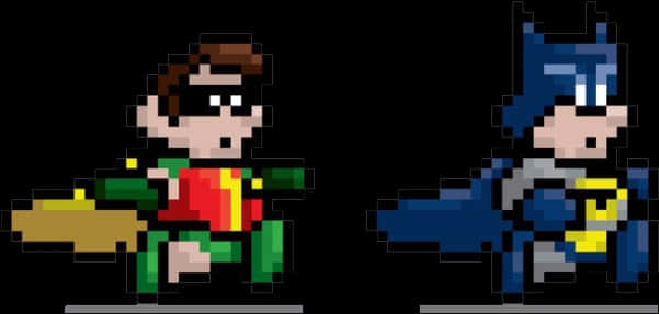 Pixelated Superhero Duo PNG image