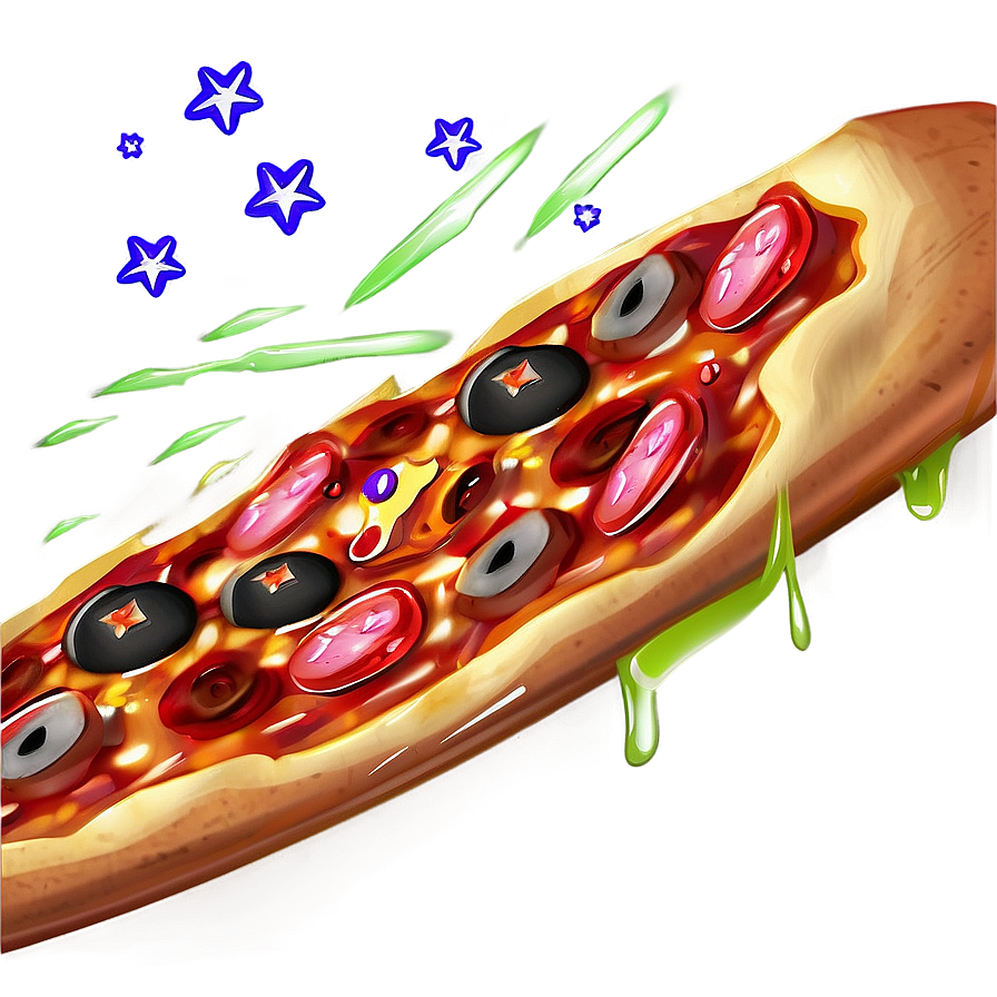 Pizza Cartoon Under The Stars Png 2 PNG image