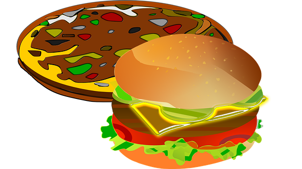 Pizzaand Burger Vector Illustration PNG image