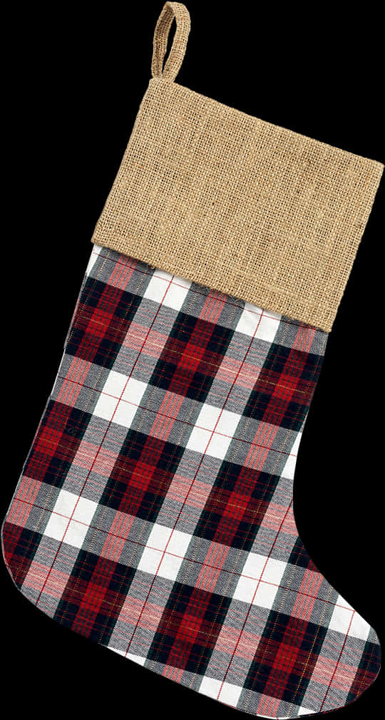 Plaid Christmas Stocking Isolated PNG image