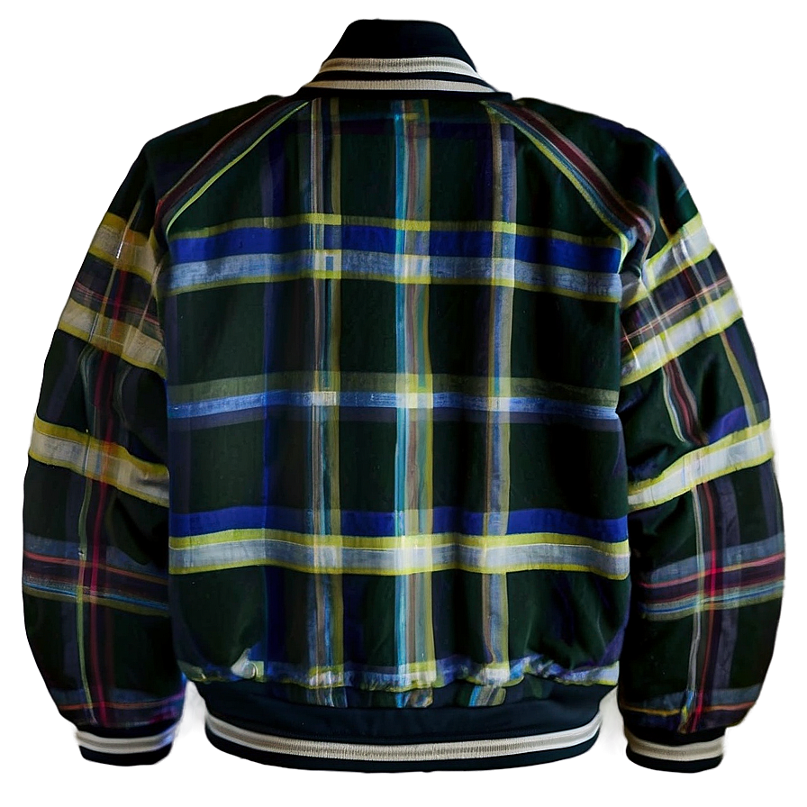 Plaid Pattern Bomber Jacket Png 06282024 PNG image