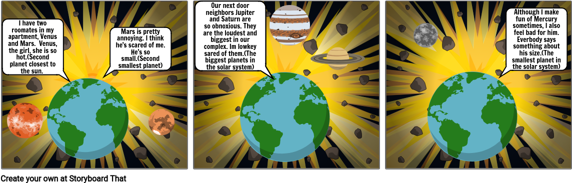 Planetary Personification Comic Strip PNG image