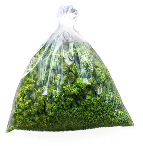 Plastic Bag Fullof Green Herbs PNG image