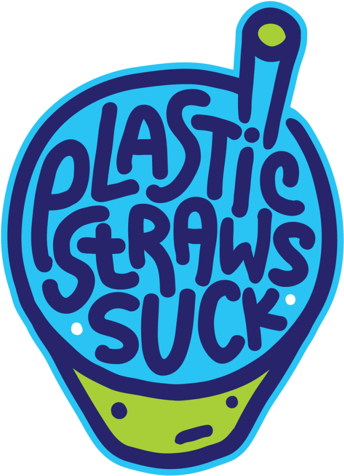 Plastic Straws Suck Environmental Message PNG image