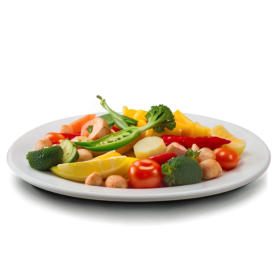 Plate Of Food With Vegetables Png Ukd PNG image