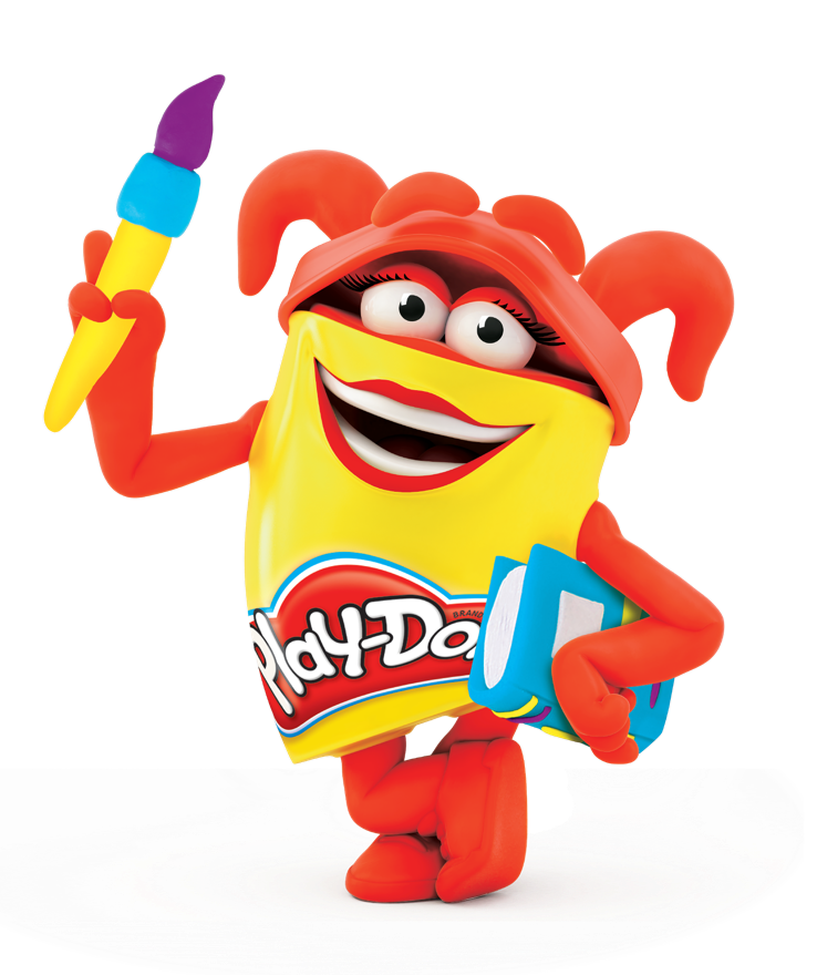 Play Doh Character Holding Crayon PNG image
