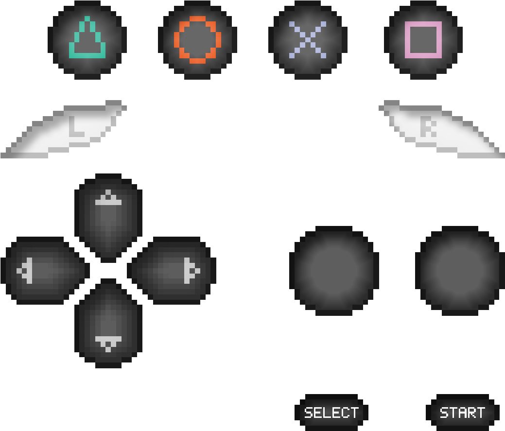 Play Station Controller Buttons Pixel Art PNG image