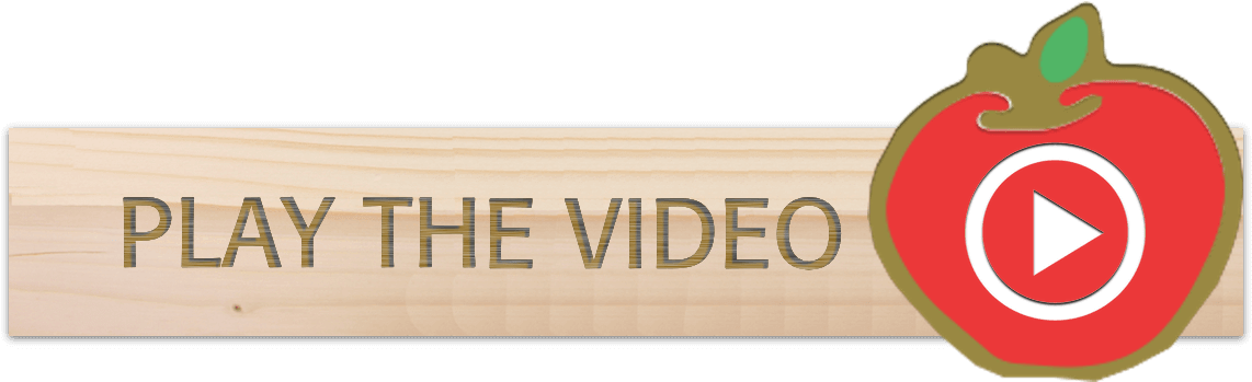 Play Video Wooden Signwith Red Apple Button PNG image