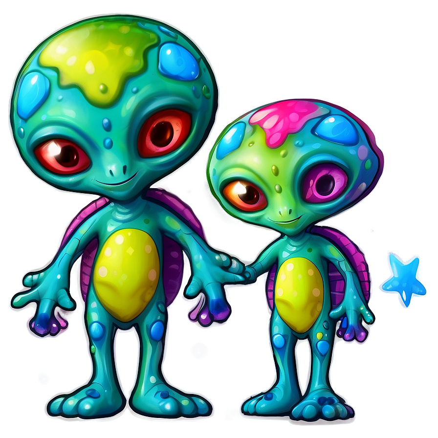 Playful Cute Alien With Stars Png 12 PNG image