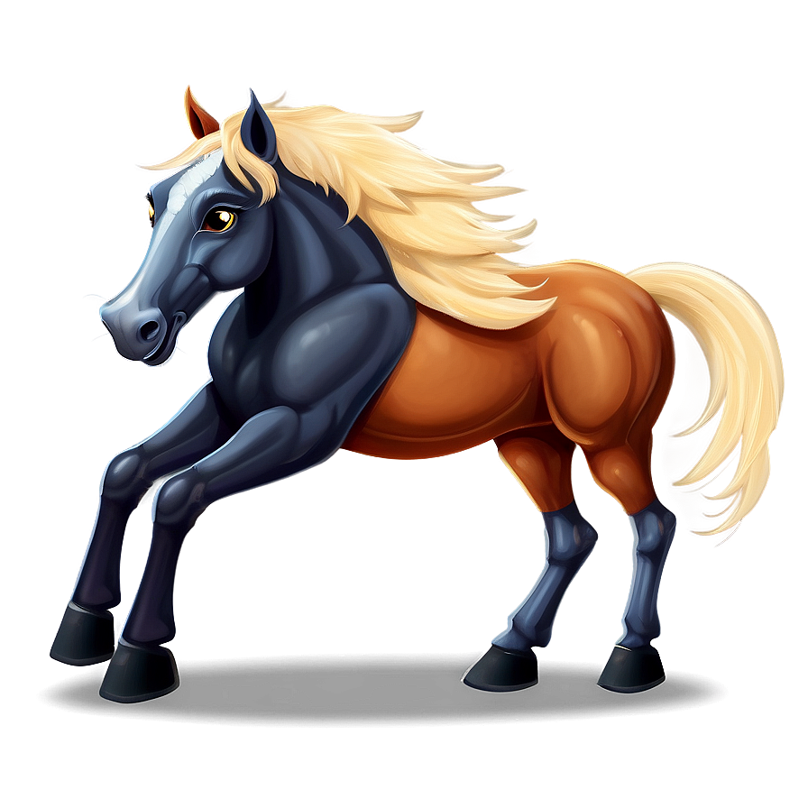 Playful Horse Cartoon Png Tow PNG image