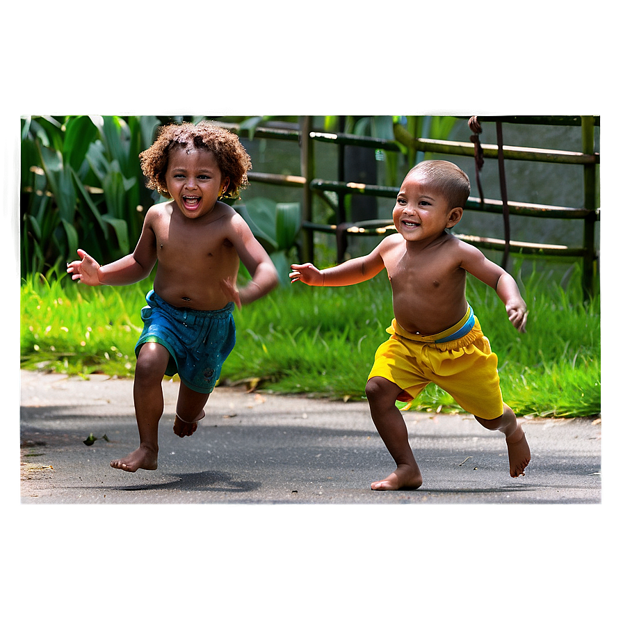 Playful Kids Chasing Png 06132024 PNG image