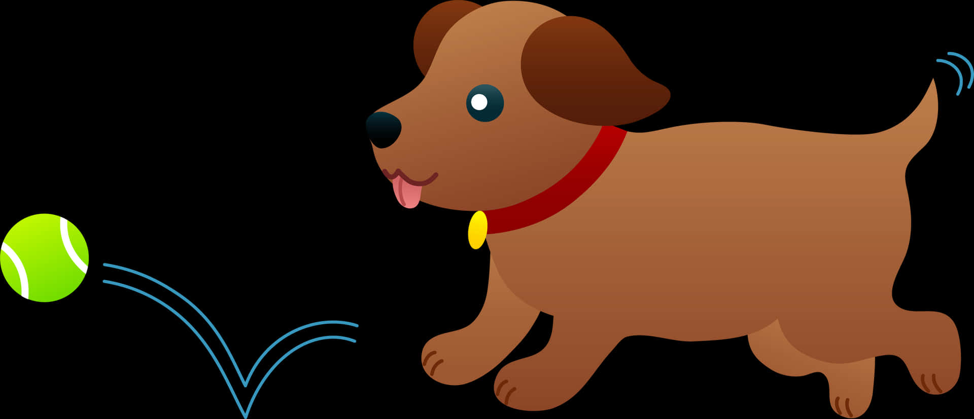 Playful Puppy Chasing Ball PNG image