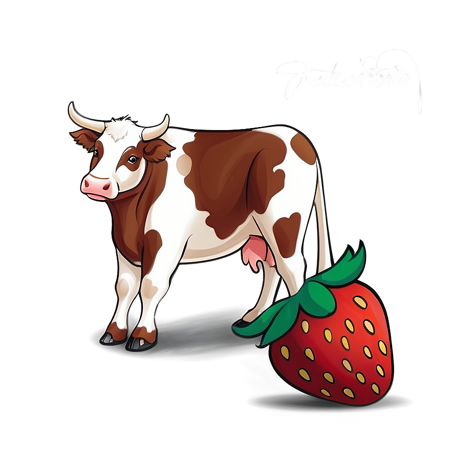 Playful Strawberry Cow Png Vwr51 PNG image