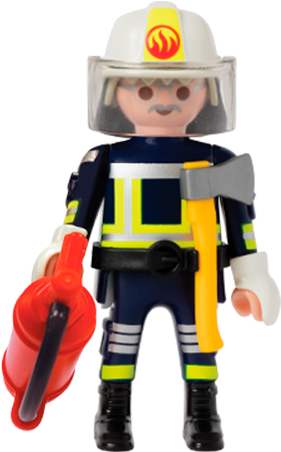 Playmobil Firefighter Figure With Axeand Extinguisher PNG image