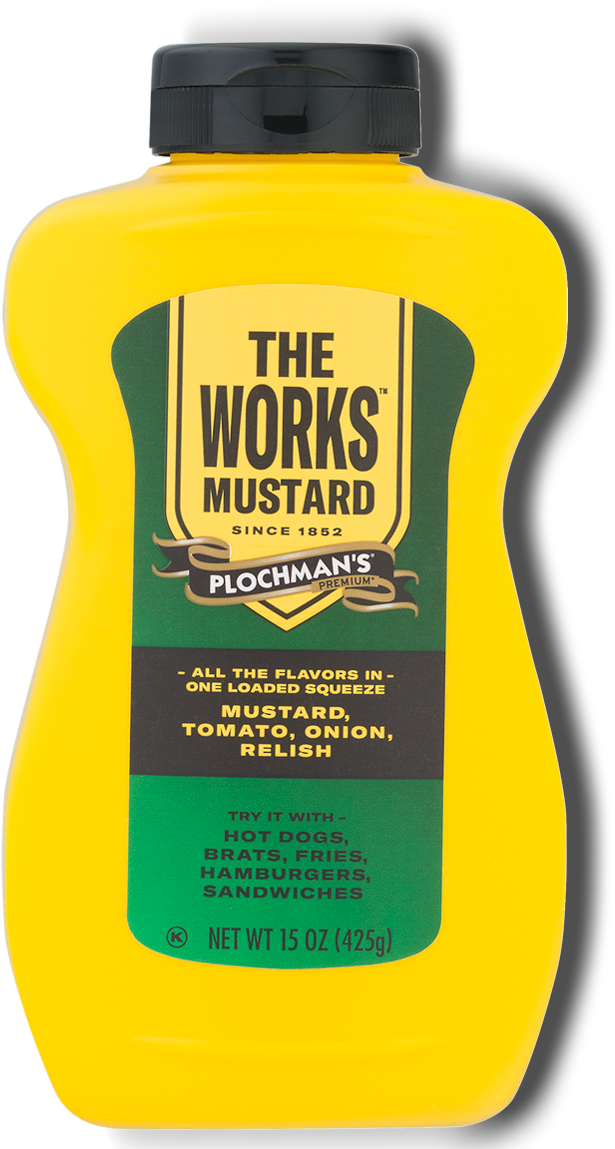 Plochmans The Works Mustard Bottle PNG image