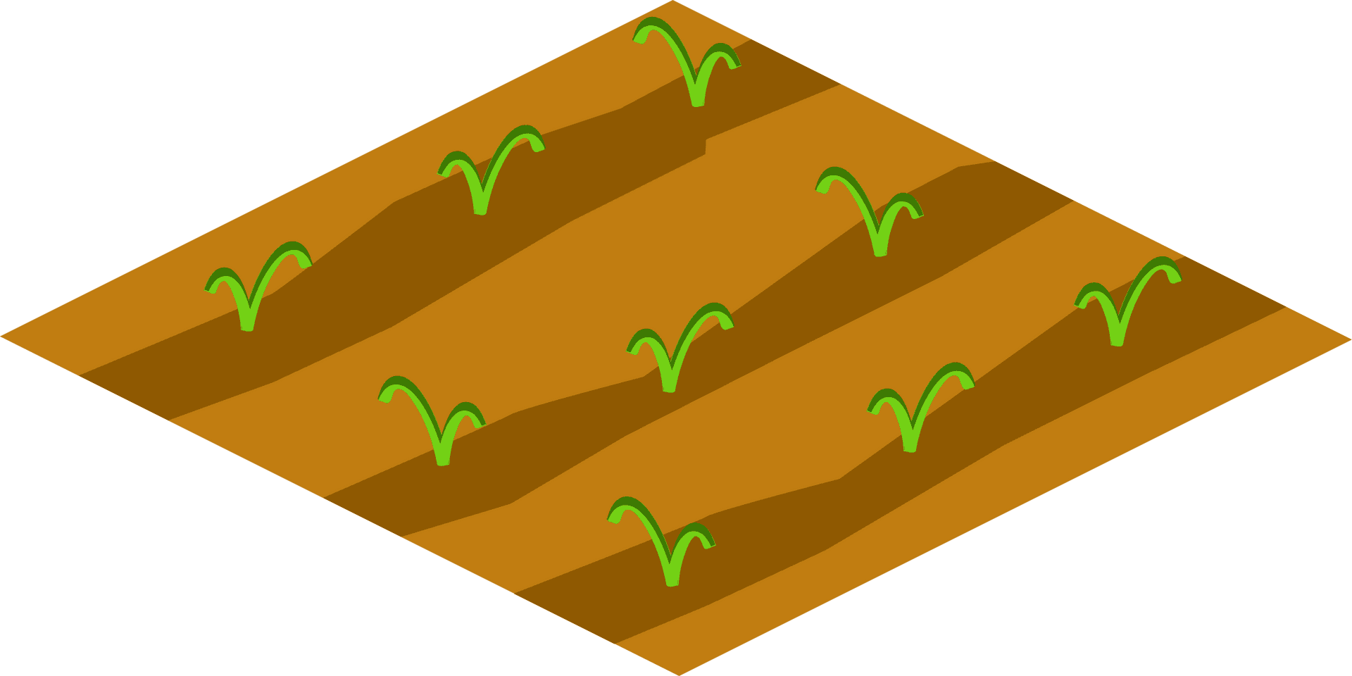 Plowed Fieldwith Sprouting Plants PNG image