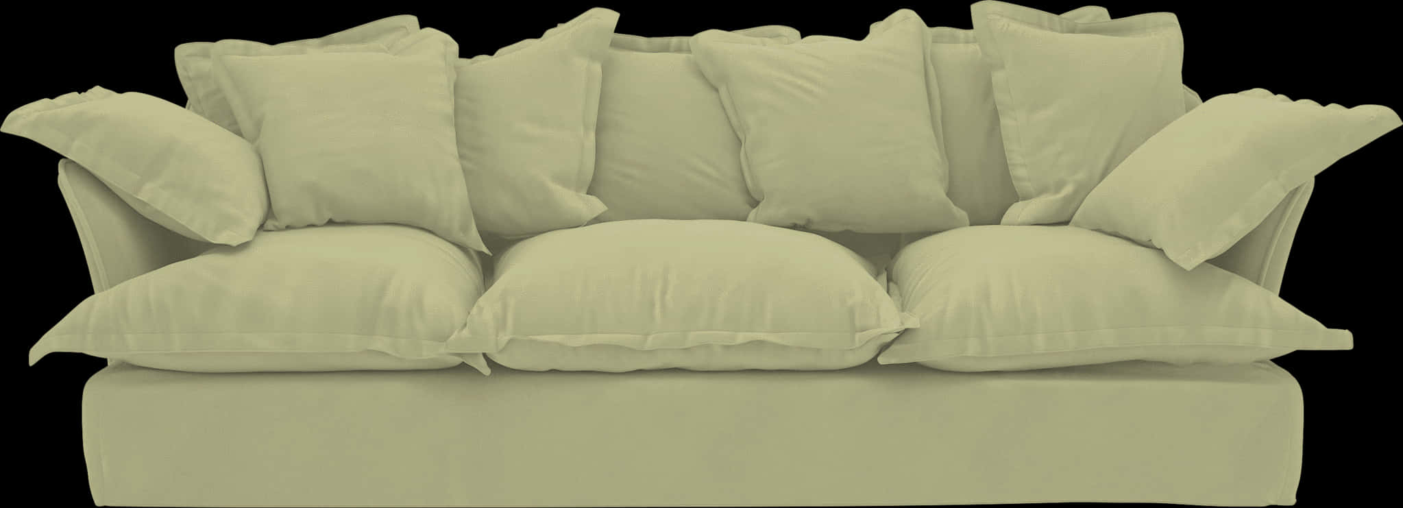 Plush Beige Couch With Pillows PNG image