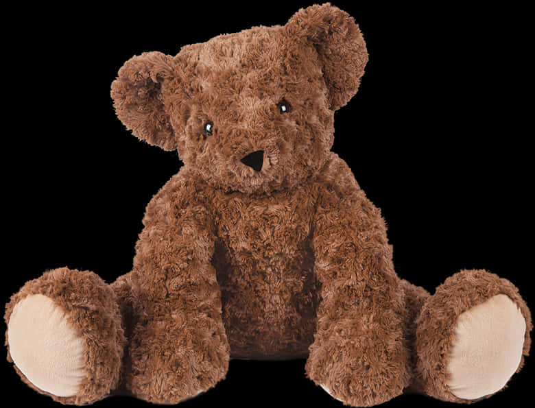 Plush Brown Teddy Bear Black Background PNG image