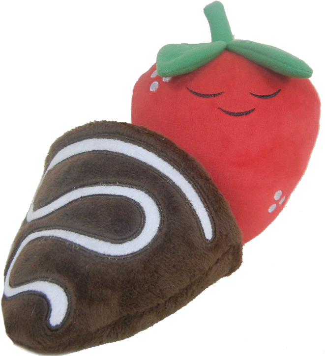 Plush Chocolate Covered Strawberry Smiling PNG image