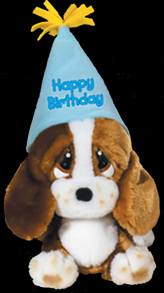 Plush Dog With Birthday Hat PNG image