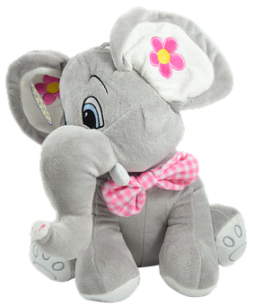 Plush Elephant Toywith Bow PNG image