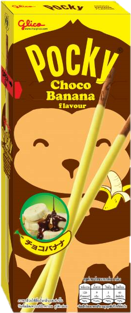 Pocky Choco Banana Flavor Packaging PNG image