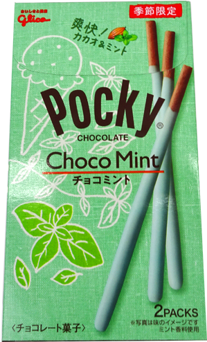 Pocky Choco Mint Flavor Packaging PNG image