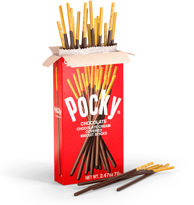 Pocky Chocolate Cream Covered Biscuit Sticks PNG image