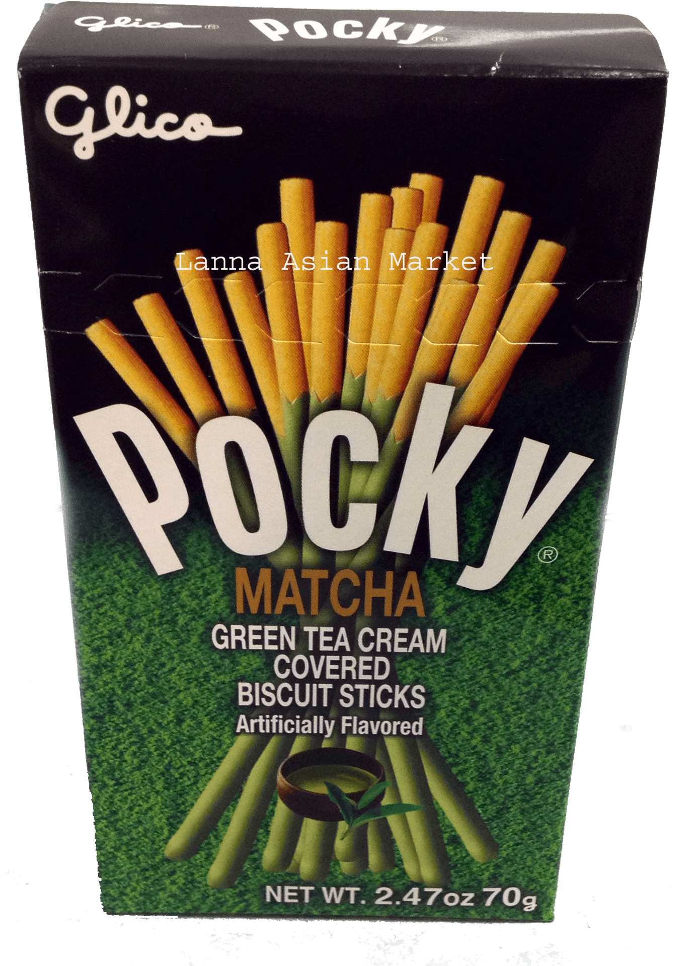 Pocky Matcha Green Tea Cream Covered Biscuit Sticks PNG image