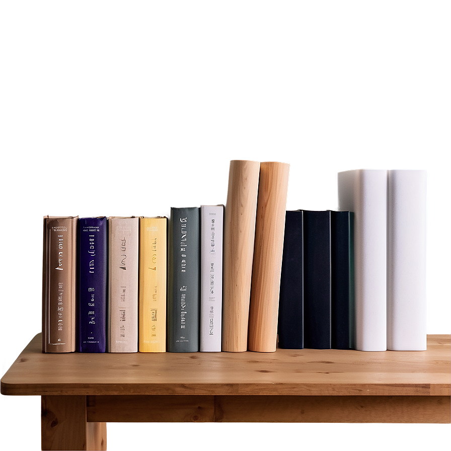 Poetry Books On Wooden Shelf Png Qef2 PNG image