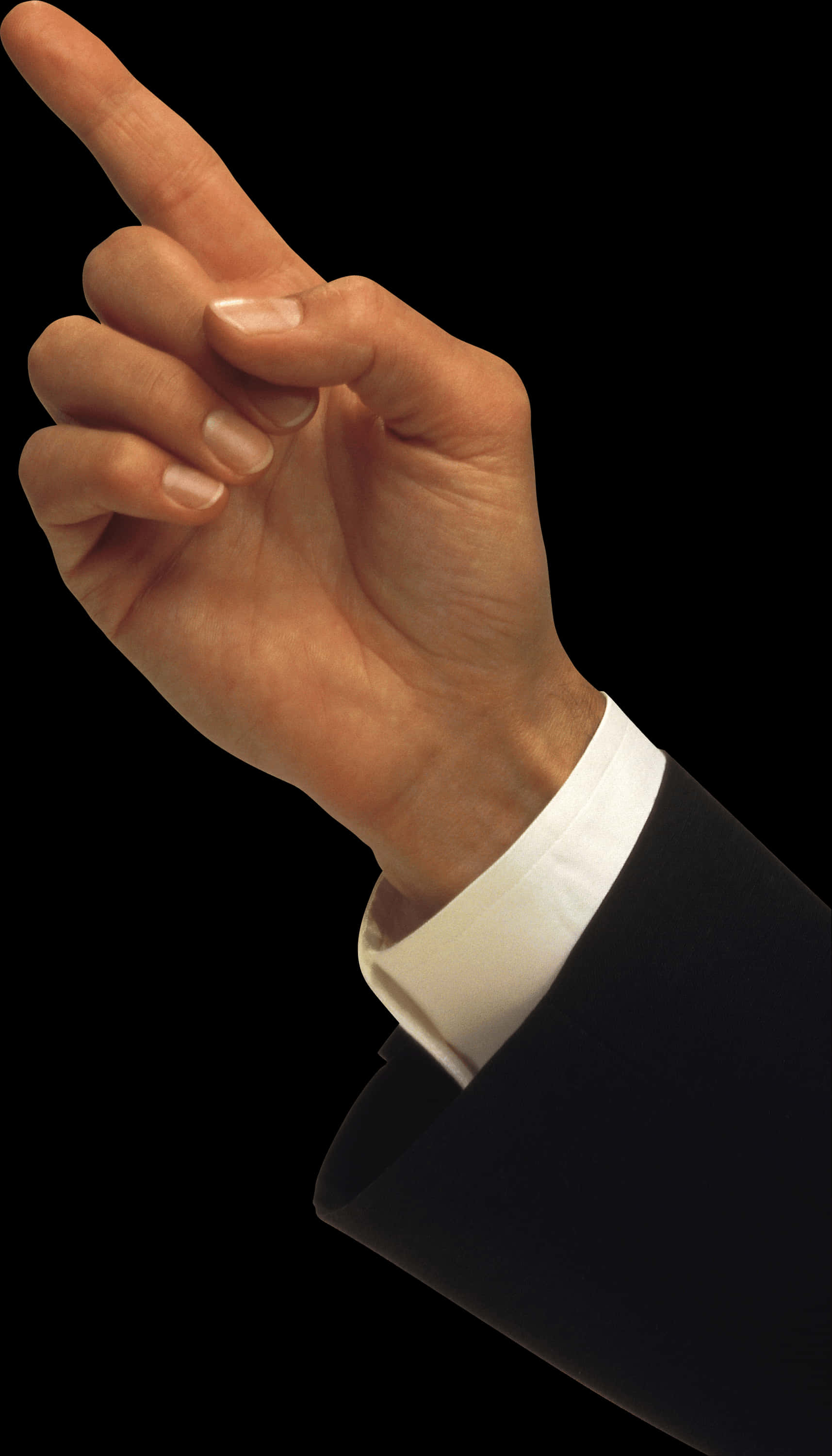 Pointing Hand Gesture Black Background PNG image