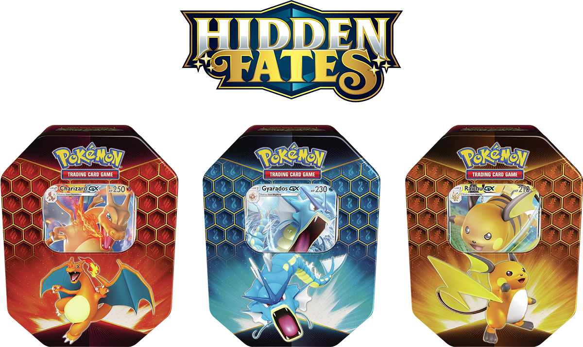 Pokemon Hidden Fates Tins Collection PNG image