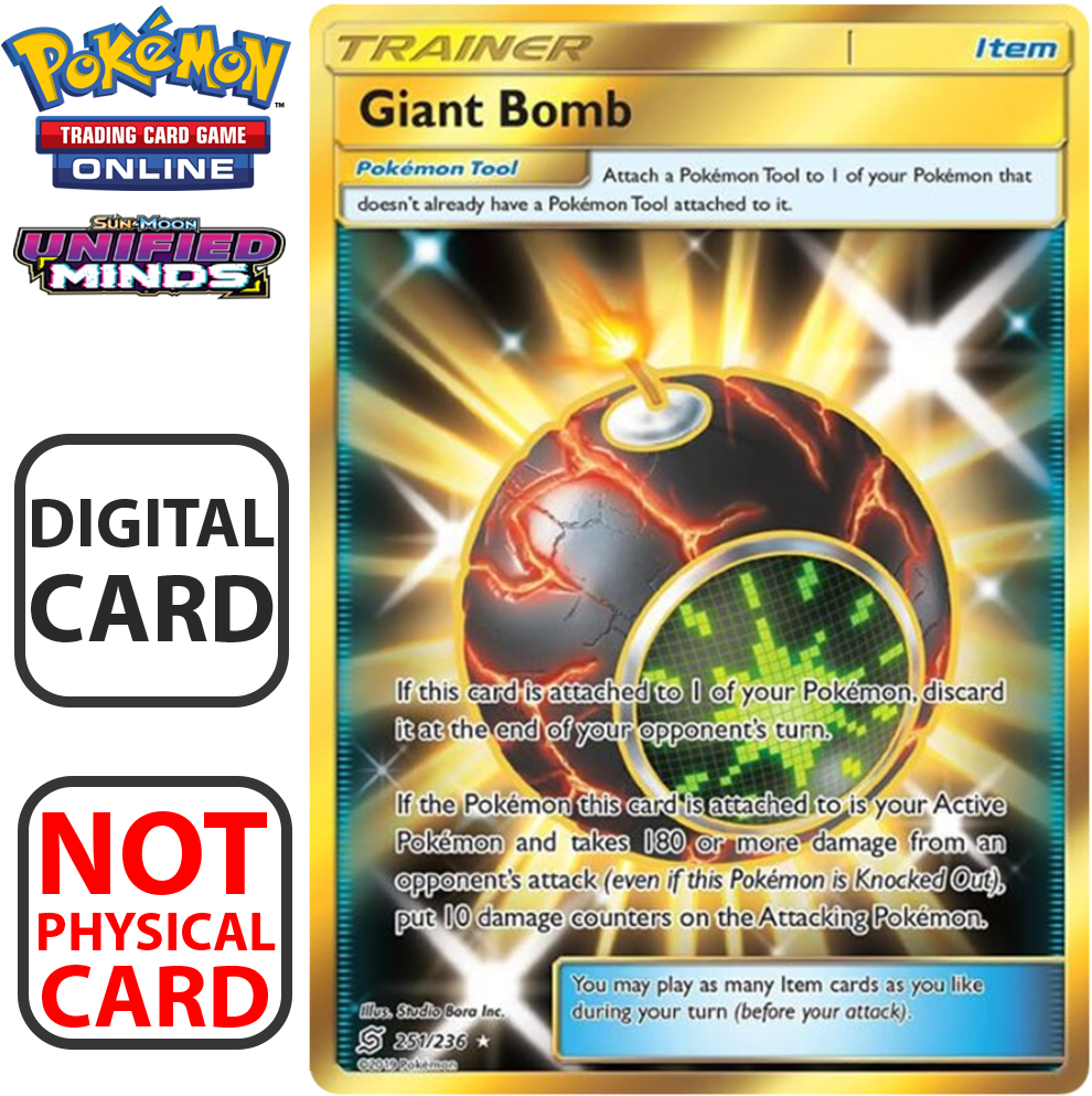 Pokemon T C G Giant Bomb Trainer Card Unified Minds PNG image