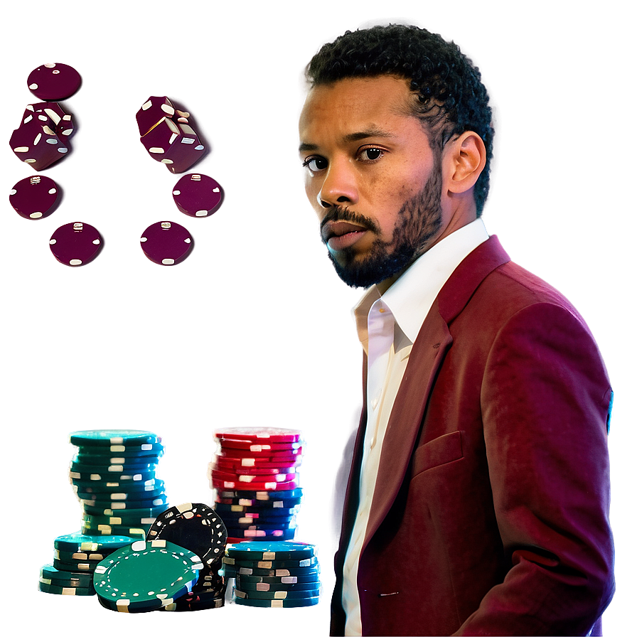 Poker Player Confidenceand Chips PNG image