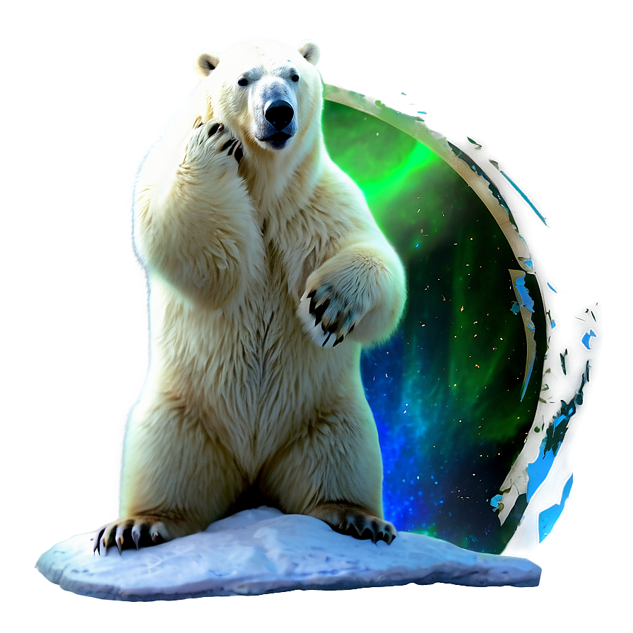 Polar Bear And Northern Lights Png 05062024 PNG image