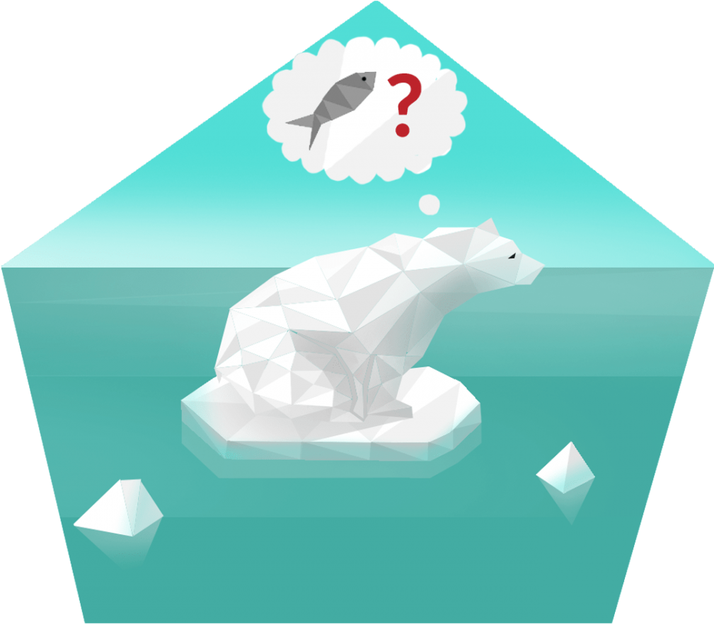 Polar Bear Thinking About Fish Illustration PNG image