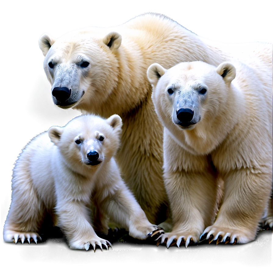 Polar Bear With Cubs Png 46 PNG image