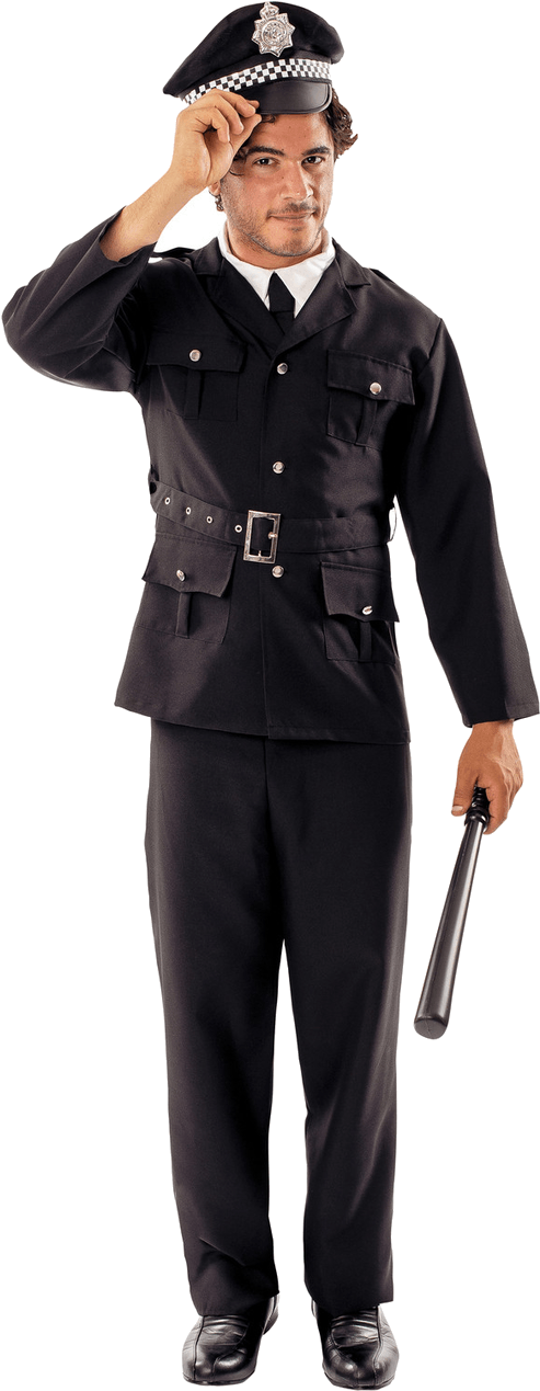 Police_ Officer_ Saluting_with_ Baton PNG image