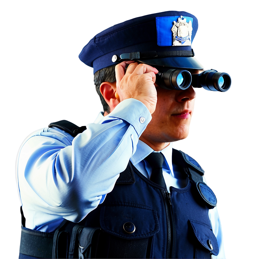 Police Officer With Binoculars Png 4 PNG image